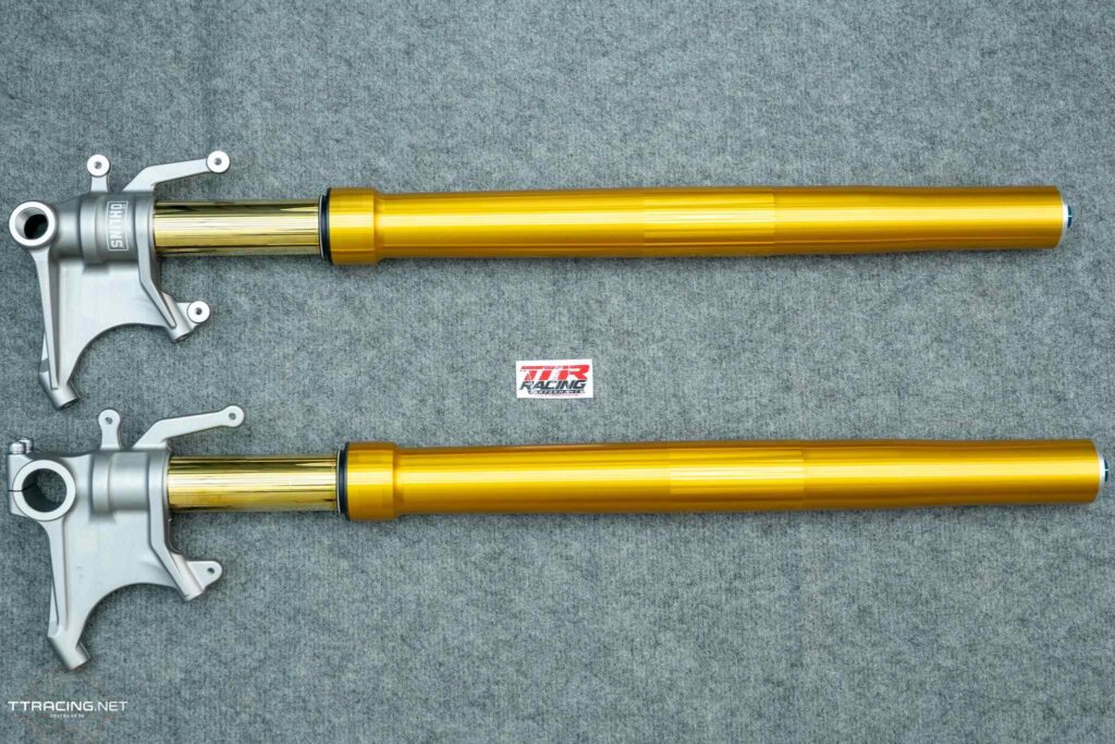 Giảm xóc trước Ohlins 50/55 chân heo dầu 100mm